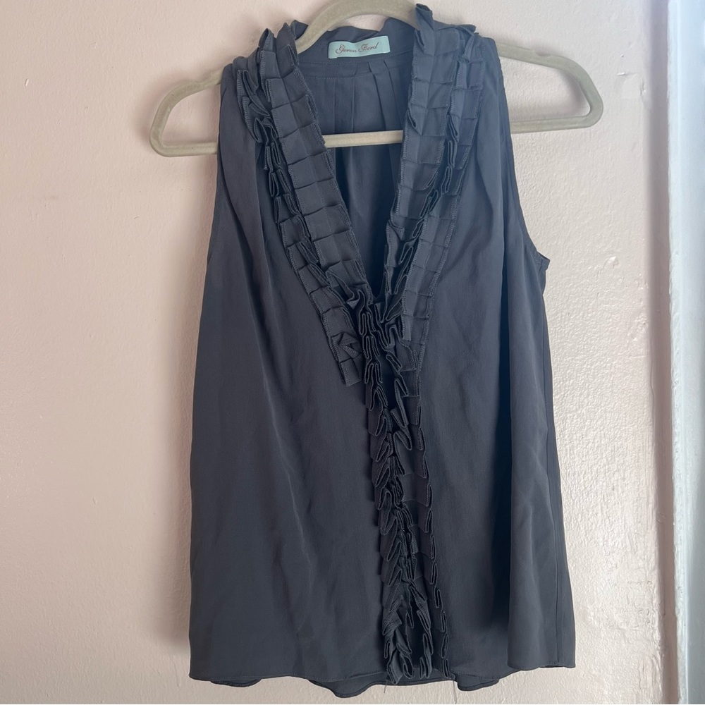 Geren Ford Silk Ruffle Top